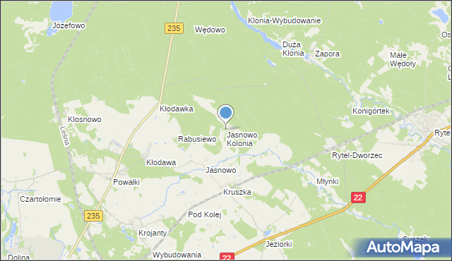 mapa Jasnowo Kolonia, Jasnowo Kolonia na mapie Targeo